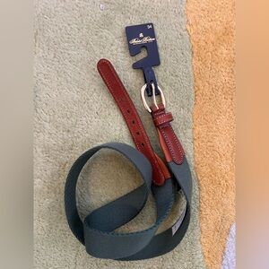Brooks Brothers Green and Brown Belt Leathet and cloth